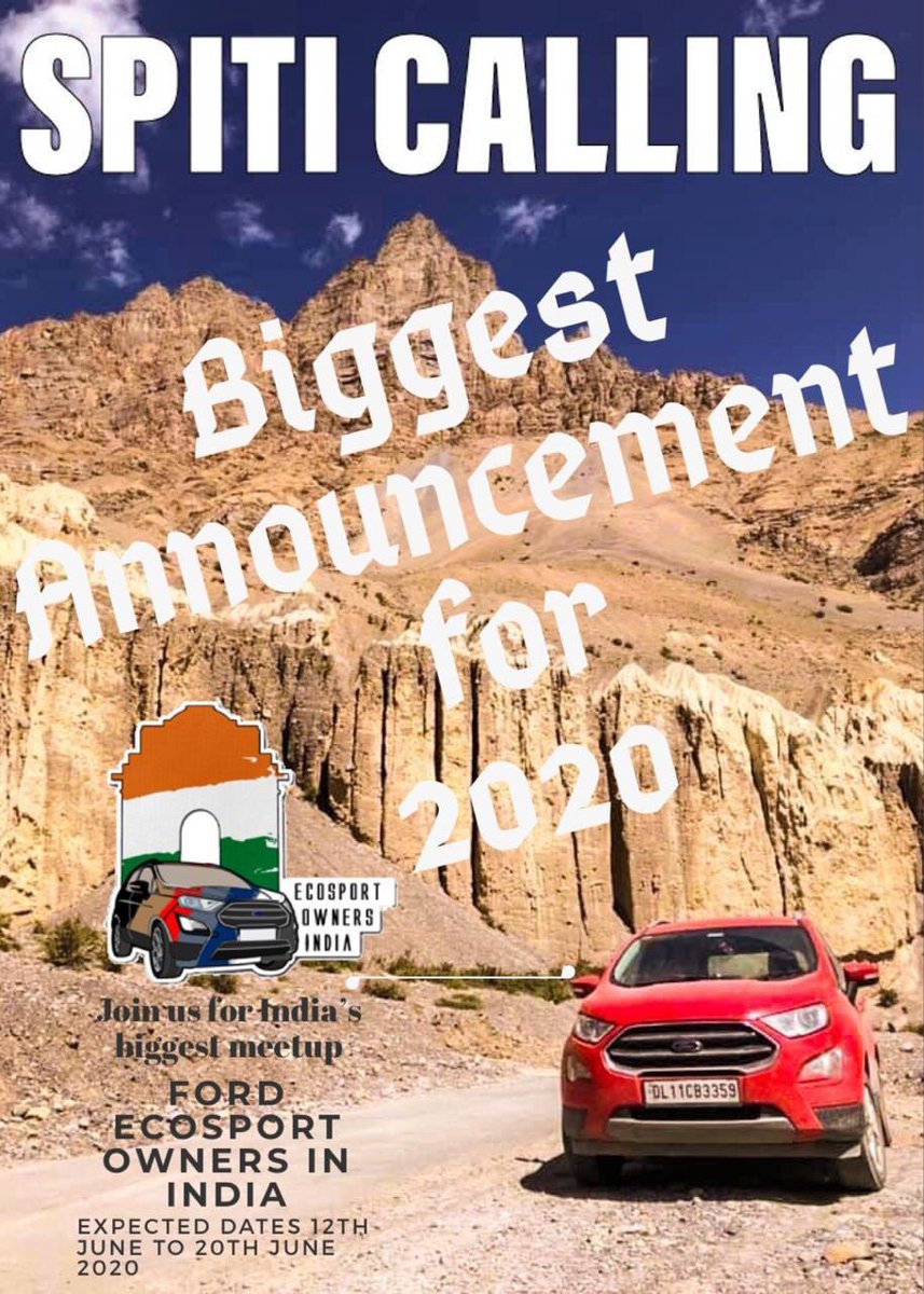 fordownersindia's tweet photo. If you are @FordIndia @EcosportIndia owner thn join us on #SpitiDrive in June20 #FordSUVs #FordMoments #DiscoverMore @autowheelsind @suvowners @nikhilng @madhulika_s @KapilSKalhan @IndianCarsForum 
RoadTrip By:
@sumimeet @BharatFalswal @prateekgoyals @rohan_bathla @silentbikerkv https://t.co/Gx1A49LV1B