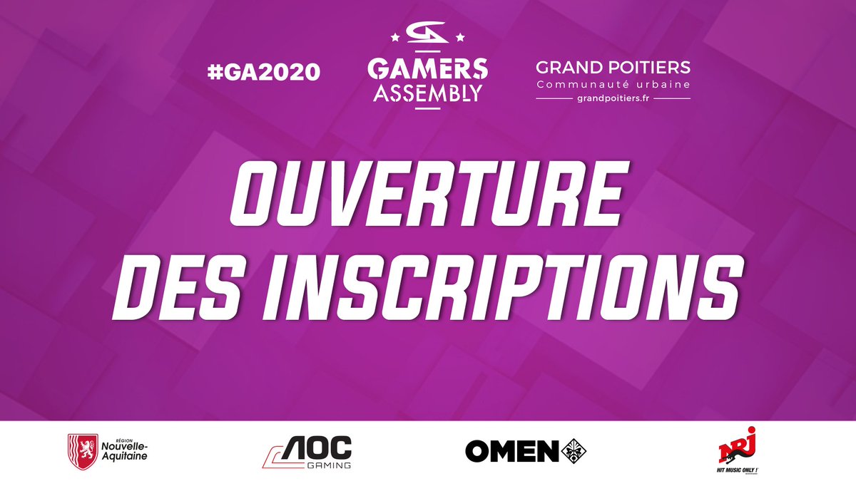 ✅La billetterie de la Gamers Assembly Festival Edition 2020 est officiellement ouverte !!
ga2020.gamers-assembly.net/news/les-inscr…

❤️Profitez d'une réduction de 10 € avec le code de réduction #GA2020 en prenant vos billets avant le 11 mars 2020