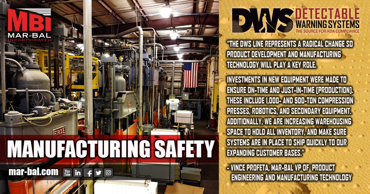 detectable_warn's tweet photo. Learn more about the advancements made by @MarBalOneSource to ensure we continue to provide the most complete line of #ADACompliant #DetectableWarning products via @ConcreteProduct: https://t.co/SqAriLynoO #ADA #TruncatedDomes https://t.co/5bvVGTlyCn