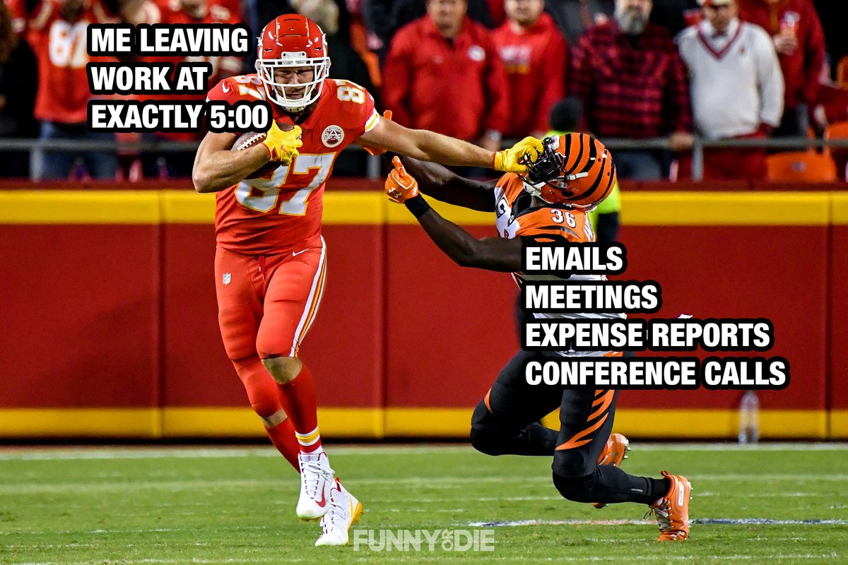 funnyordie's tweet photo. Almost time to give responsibilities a stiff arm https://t.co/KfU2Par2EV