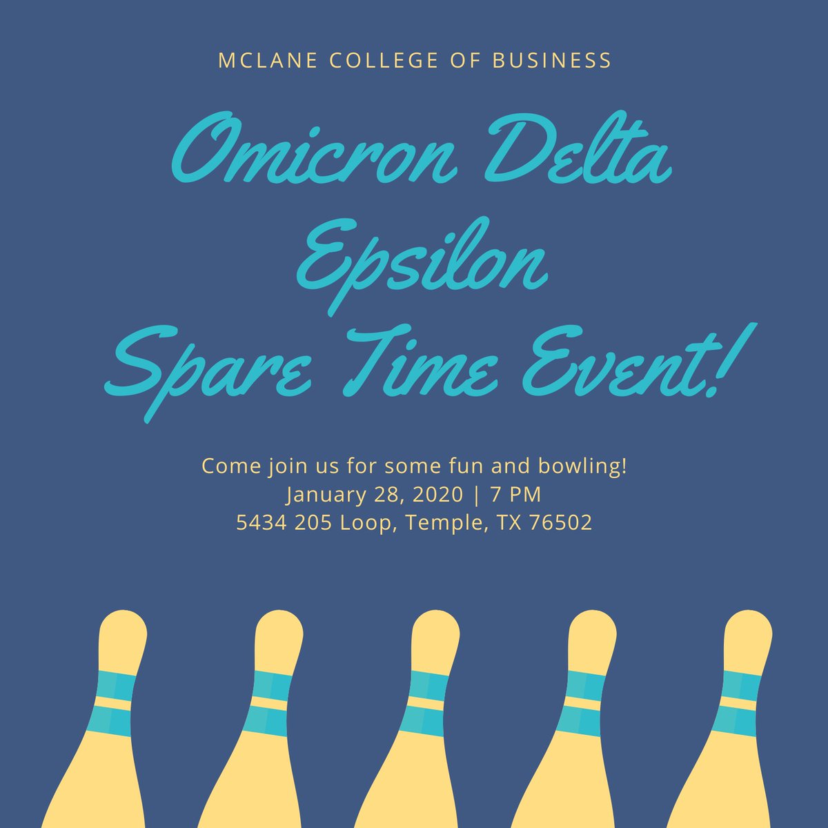 ode_umhb's tweet photo. Join us Tuesday the 28th at Spare Time for some $2 bowling and fun! 
It’s an event you don’t want to miss!!! https://t.co/htQfEqBzy2