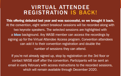 WASBWI's tweet photo. #2020EdCon is over, but if you still want more, consider registering as a virtual attendee. 

You'll get recordings of two keynotes and eight breakouts, complete with their presentations. 

Learn more: https://t.co/CwIGGSwft9 https://t.co/7gPPypkNZi