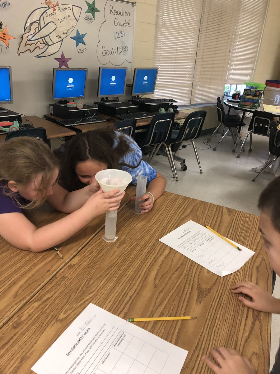 Rasmussen2nd's tweet photo. Testing to see which type of soil holds water. We wonder which is best for plants. @CESCorkyBear https://t.co/yBWytejmkO
