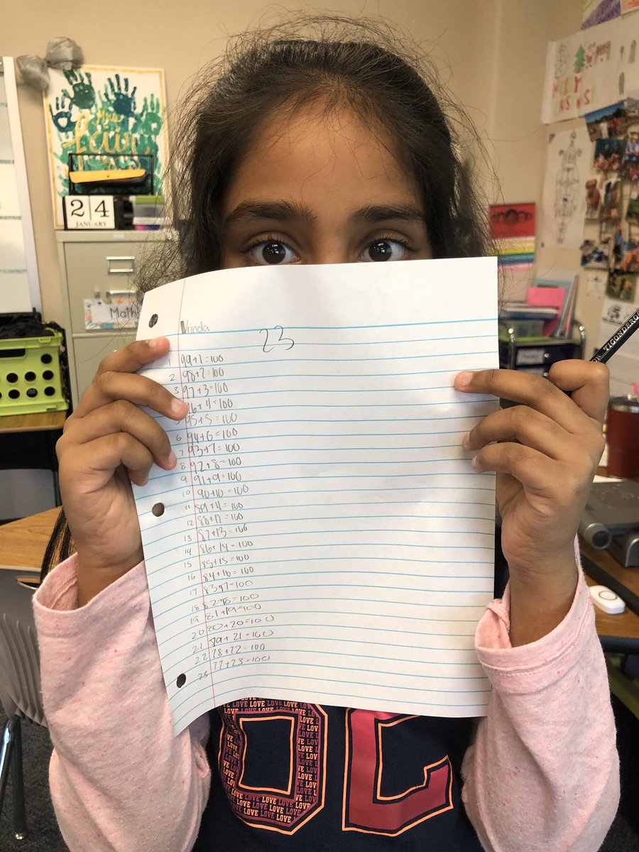 How many equations can you write that equal 100 in 100 seconds? <a href="/twehowl/">Tom Wilson Elementary</a> #100thdayofschool #twehowl