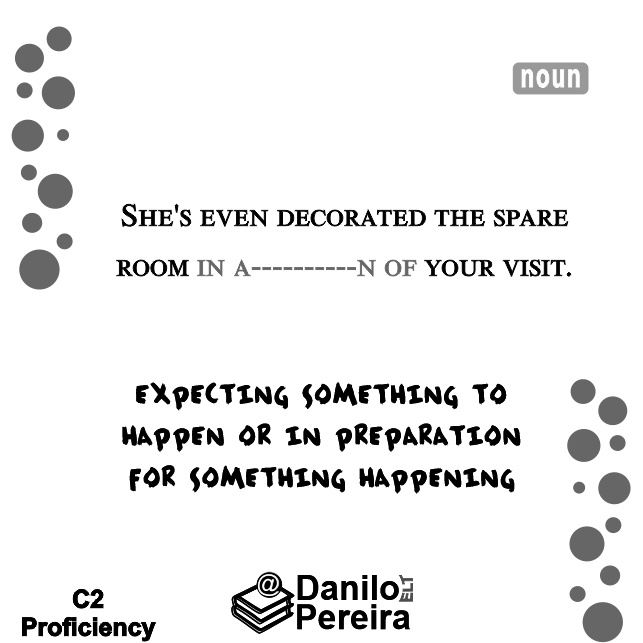danilorpo's tweet image. What is the noun that fits into the phrase:  IN  ------ OF?

#useofenglish #wordformation #lexicalchoices #lexis #cpe #cae #fce #c1 #c2 #b2 #cambridgeexams #toefl #ielts #learningEnglish
#igers #englisheveryday #englishisfun #examtakers  #teacherdanilo #englishonline #studywithme