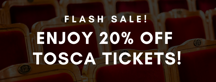 This weekend only! Use the code FLASH20 to enjoy 20% OFF tickets to #Tosca. 

Tickets start at just $30 and are selling fast!

Get yours online here: bit.ly/2Ghfjjw

Or call the <a href="/TacomaArtsLive/">TacomaArtsLive</a> box office at (253)591-5894 to buy tickets over the phone. 

#ToscaInTacoma