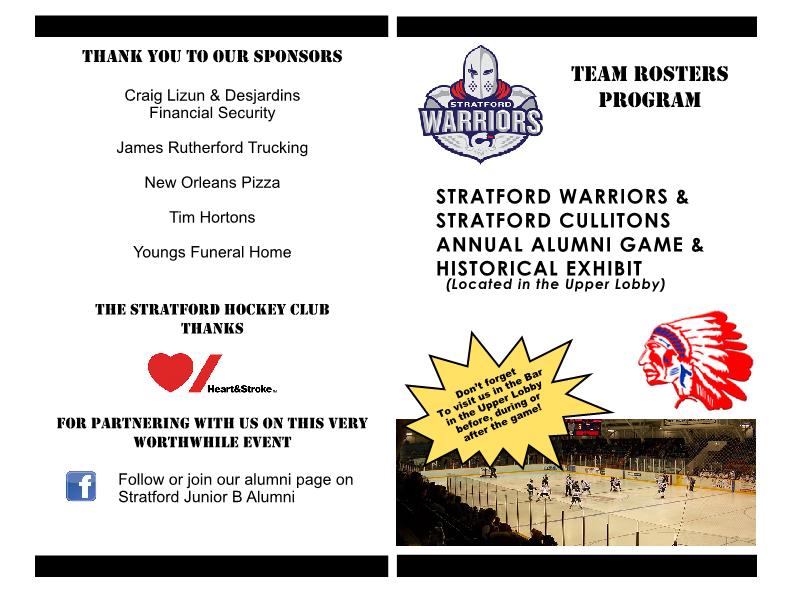 StratWarriors's tweet photo. @StratWarriors release the program for tomorrow's Alumni Games at the Allman starting at 4:00. Free admission with a donation to Heart and Stroke. Check the names of the players. It's a WHO'S WHO of #warriors #cullitons history. #memories https://t.co/gGRnHS5LqR