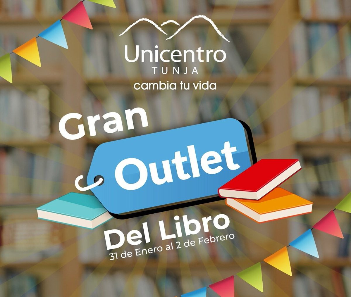 Unicentro_Tunja's tweet photo. #GranOutlet del libro con increíbles precios, te esperamos desde el 31 de enero al 2 de febrero en @Unicentro_Tunja. #Descuentos #Libros #EnFamilia #AmoLeer https://t.co/3m8U4UqnAb