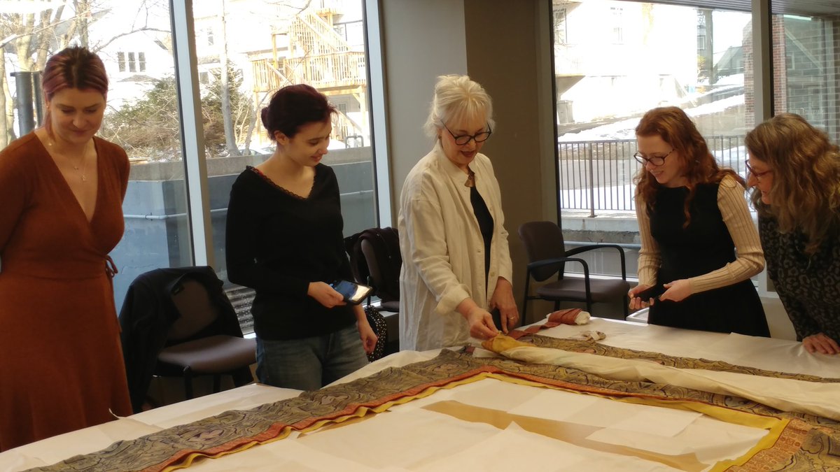 Thanks to <a href="/annshaftel/">Ann Shaftel</a> for another amazing session! Costume studies students and faculty got a close-up hands-on experience with Silk Route textiles today.