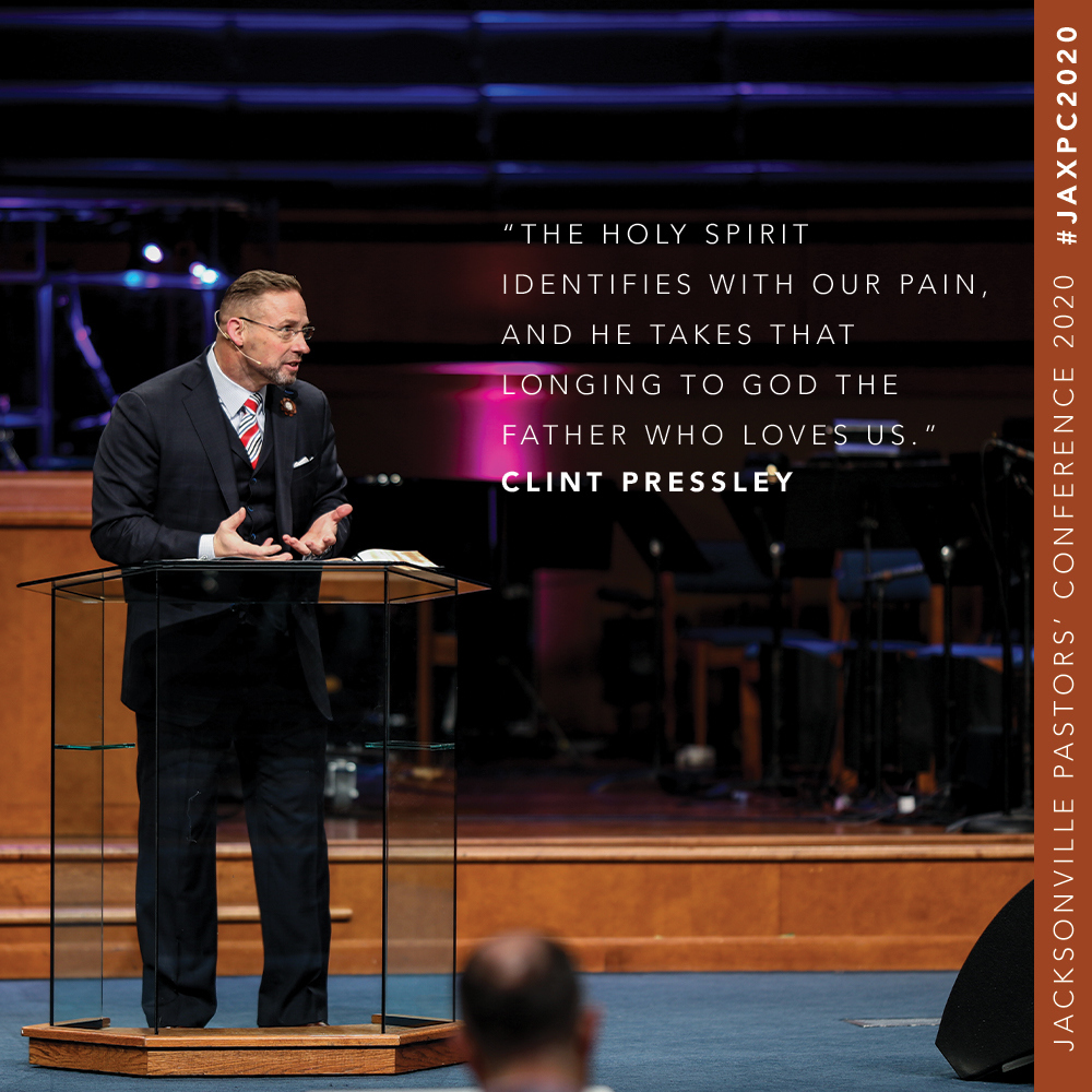 The Holy Spirit identifies with our pain, and he takes that longing to God the Father who loves us. - <a href="/pastorclint/">Clint Pressley</a> #JaxPC2020
