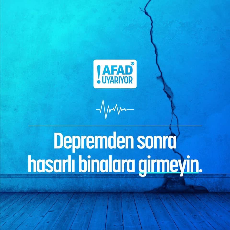 ÖNEMLİ! ⚠️

#Elazığ, Sivrice’de meydana gelen #deprem sonrası bölgedeki hasarlı yapılara kesinlikle girilmemesi gerekmektedir.

Yollar, acil yardım araçları için boş bırakılmalıdır.