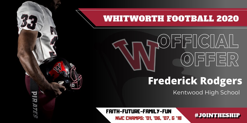 fredrod53's tweet photo. After a great phone call, I am excited to say that I have received an offer from Whitworth University! @coach_shamion @KWCoachBush @KDubFootball https://t.co/1hfv93DmwI