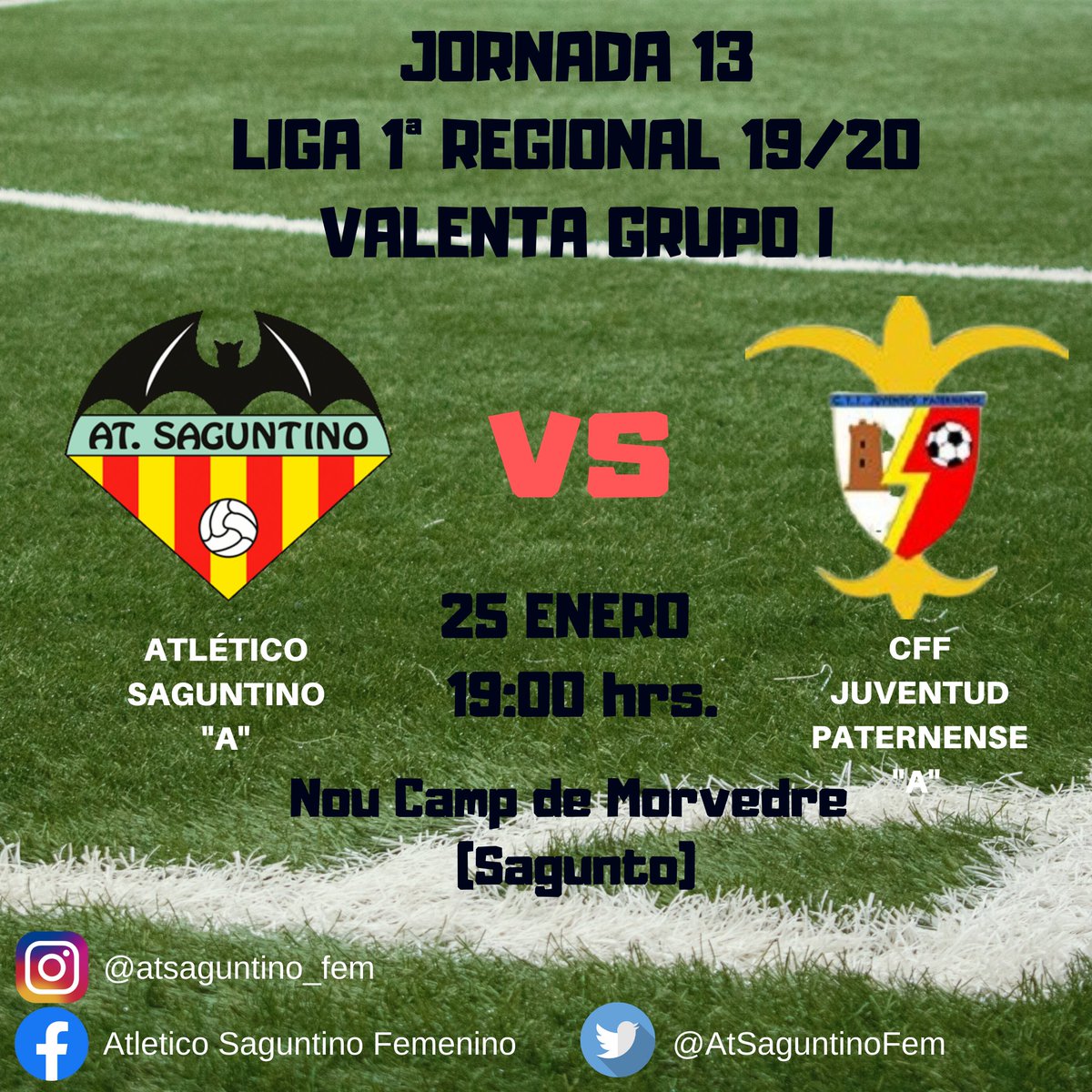 AtSaguntinoFem's tweet photo. Mañana jugamos de nuevo en casa contra  @cffjuve
🕕19:00 horas
🏟️ Nou Camp de Morvedre ⚔️
¡Os esperamos! 🔴🔵
#SomosRomanas #futfem #Valenta https://t.co/LKZWPb8Nr6