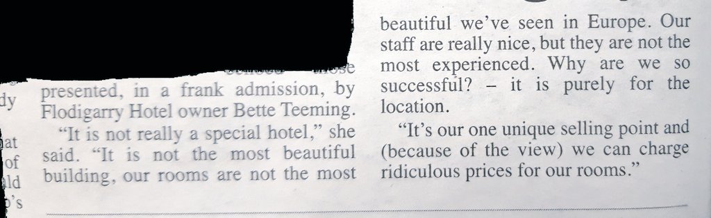 KeithMacKenzie1's tweet photo. A pretty sad indictment on modern day Skye or a Gerald Ratner moment for the owner of the Flodigarry Hotel?! A golden quote in this week's @WHFP1 https://t.co/MQs2C1JlRe