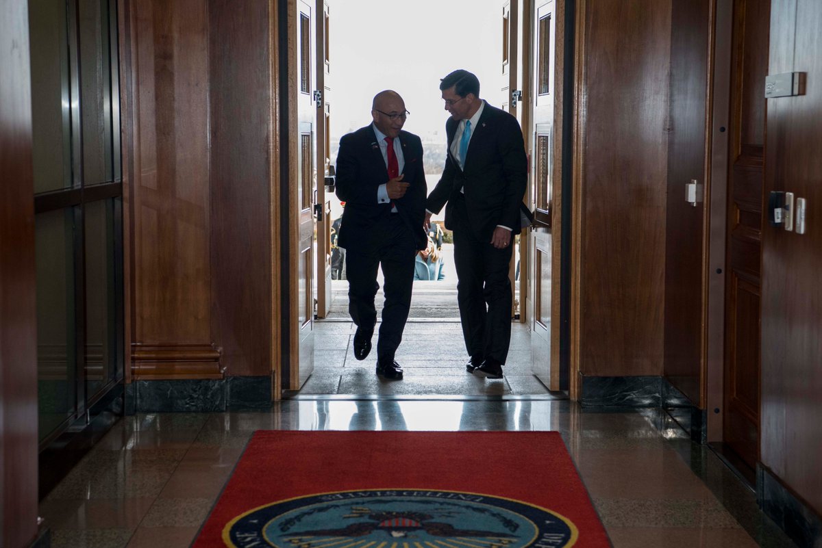 EsperDoD's tweet photo. Honored to host MinDef @RonMarkNZF today as we continue to work on our vision for a #FreeandOpenIndoPacific. Grateful for the opportunity to reaffirm our countries' strong relationship &amp; seek ways to advance cooperation now and into the future. https://t.co/iFtpPbVYU9
