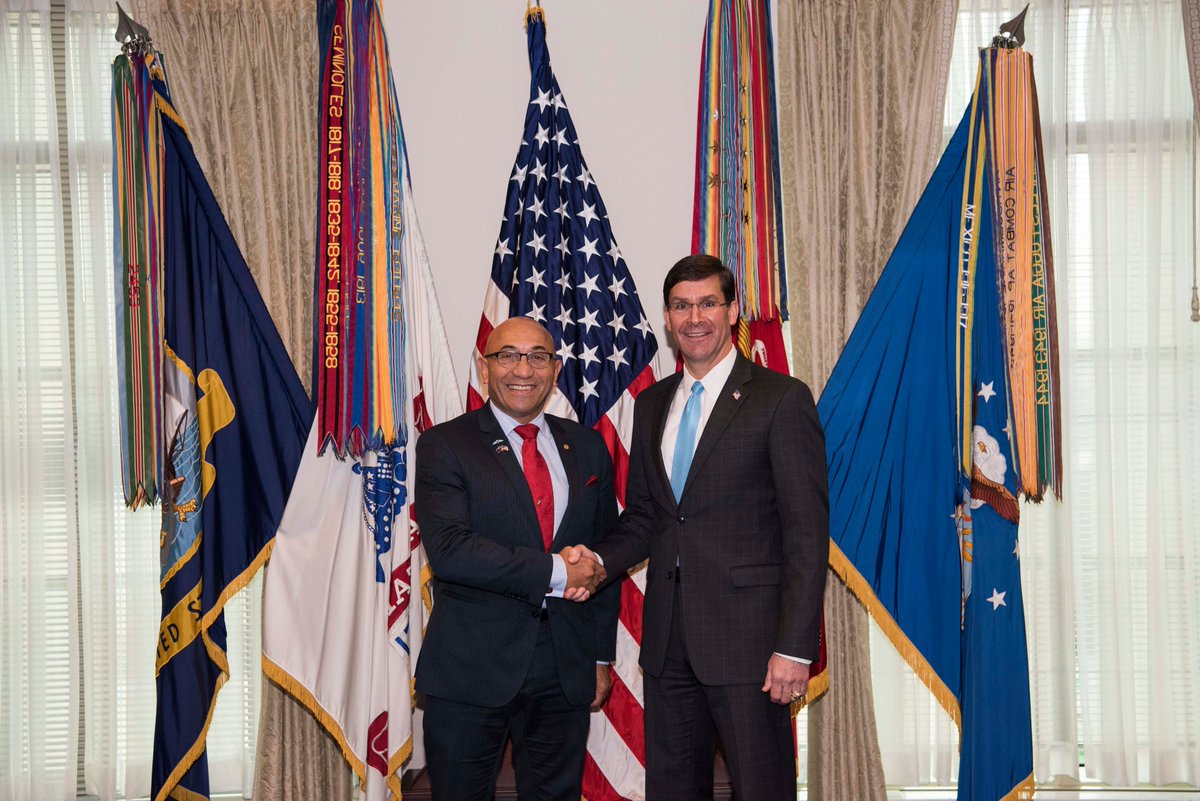 EsperDoD's tweet photo. Honored to host MinDef @RonMarkNZF today as we continue to work on our vision for a #FreeandOpenIndoPacific. Grateful for the opportunity to reaffirm our countries' strong relationship &amp; seek ways to advance cooperation now and into the future. https://t.co/iFtpPbVYU9