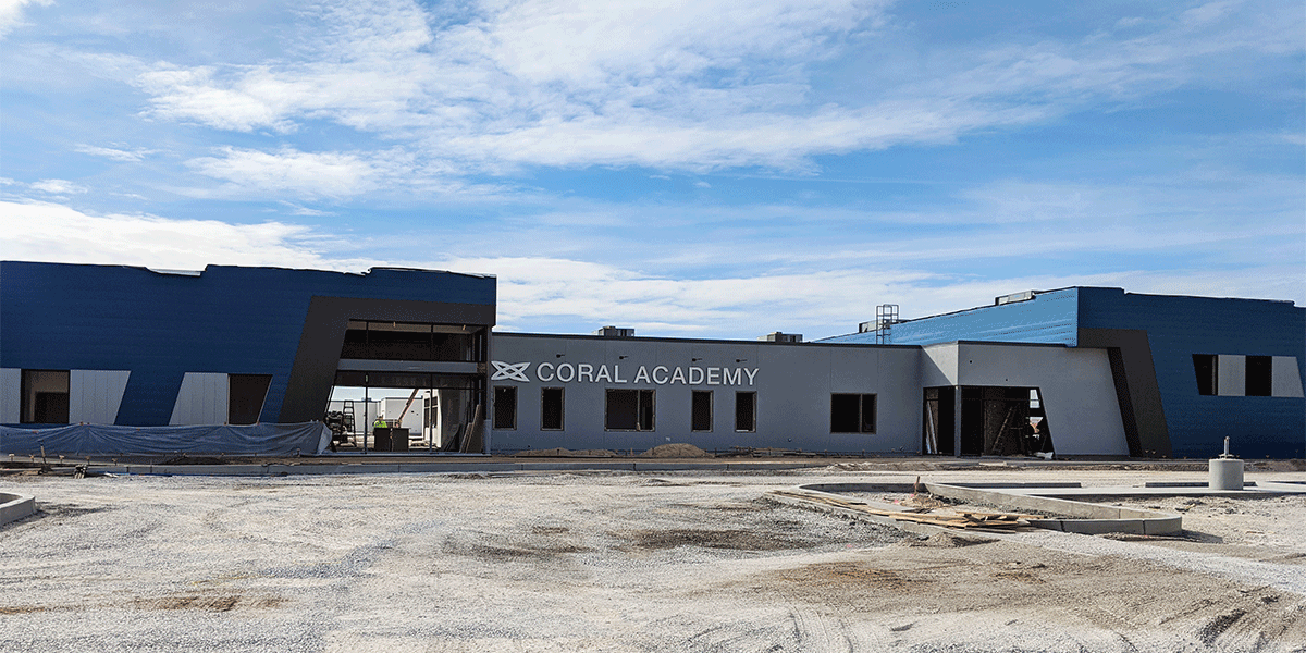 DCBuildingGroup's tweet photo. 🏗️Construction Update: The sign is officially up and looking good for the new @CoralAcademyLV campus on @NellisAFB 👌
#constructionupdate #progress #charterschool #vegas #newconstruction #buildwithdcbg https://t.co/wCFYehHvXl
