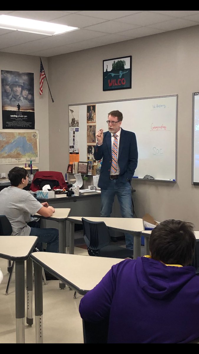 beckiejjackson's tweet photo. Today, our 2020 Moose Lake Wall of Fame inductee Professor Ken Nystrom came to speak with our world history classes. He has a degree in biological anthropology (AND HAD HIS OWN SHOW ON THE HISTORY CHANNEL!) and was the coolest guest speaker! #SocialStudiesistheBest #isd97 https://t.co/Bj0HJ7L3FA