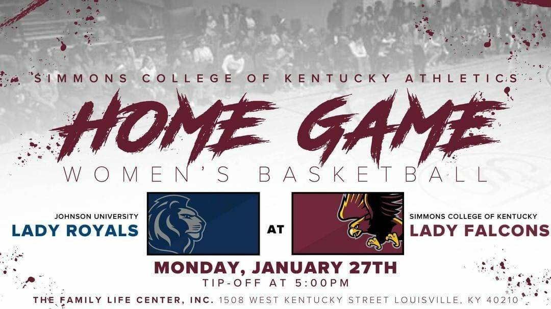 ssclive's tweet photo. On Mon 1/27...
The @SCKY_1879 Lady Falcons battle
the Johnson University Lady Royals.
Tip-off @ 5p
#SSCFLC | 1508 w Kentucky St; 40210
It's a great time to be an inviter!™
#SSCLive @KWCosby https://t.co/M5iDd7ywCb