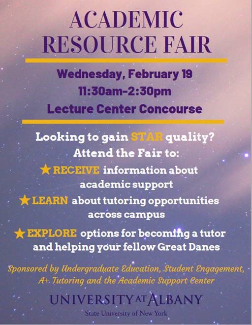 UAlbanyLeads's tweet photo. Check out this upcoming event. You can learn more about your academic resources on campus. We will be there too.
#campusinvolvement https://t.co/Ydkl4I60Jo
