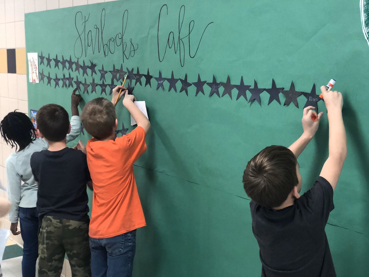 kmkatzenmaier's tweet photo. Welcome to StarbooKs Cafe where second graders come to share their responses of books with each other! #mmvgrows #rcisdjoy #starbooks #2ndgrade https://t.co/vW7YJBwoUL