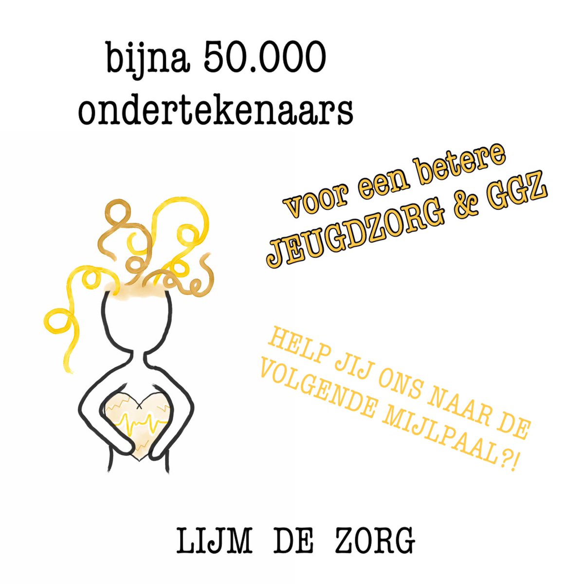 lijmdezorg's tweet photo. Help je Lijm de Zorg aan 50.000 handtekeningen voor een betere #Jeugdzorg en #GGZ in 5 dagen tijd? 

Zie @charlotbouwman in @dwdd vanavond. En bedenk: het kan zomaar om jouw kind, buurman of collega gaan die in psychische nood zit. 

Daarom: https://t.co/AluEvooe5W https://t.co/35GXwVa6sT