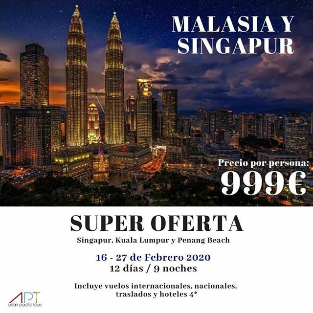 AsianPacificT's tweet photo. Anpliamos la fecha de reserva hasta el dia 29 de Enero, debido al exito hemos ampliado plazas. Te lo vas a perder?
#superchollo #oferton #viajaporlamitad #soloparaviajeros #smarttravellers #malasia #Singapur https://t.co/9LQJdzDj8a https://t.co/OIMUEYkou0