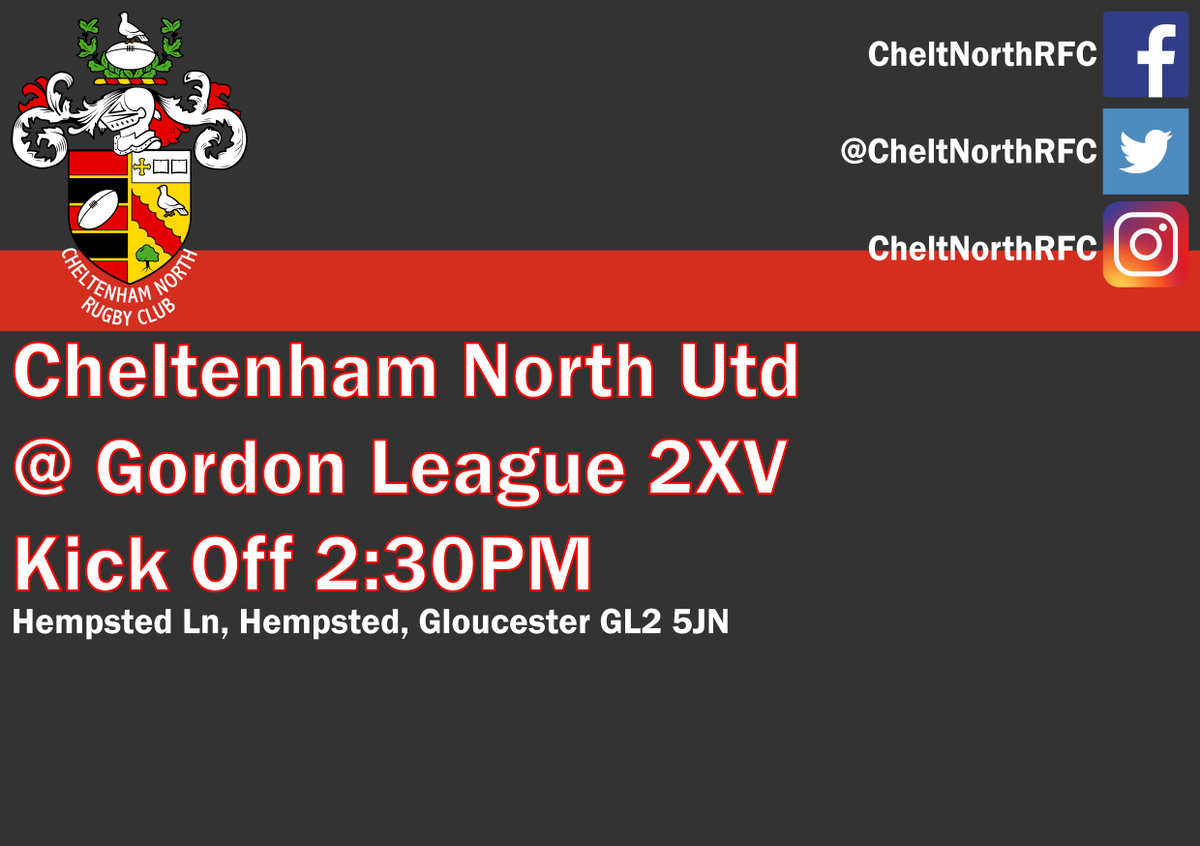 CheltNorthRFC's tweet photo. With no 1st XV action tomorrow the Utd travel to Gordon League for a league fixture. If your not involved in any rugby tomorrow come and support the other members of the squad playing a crucial league game ⚫️🔴#onesquad #onenorthnation https://t.co/82bMASERb5