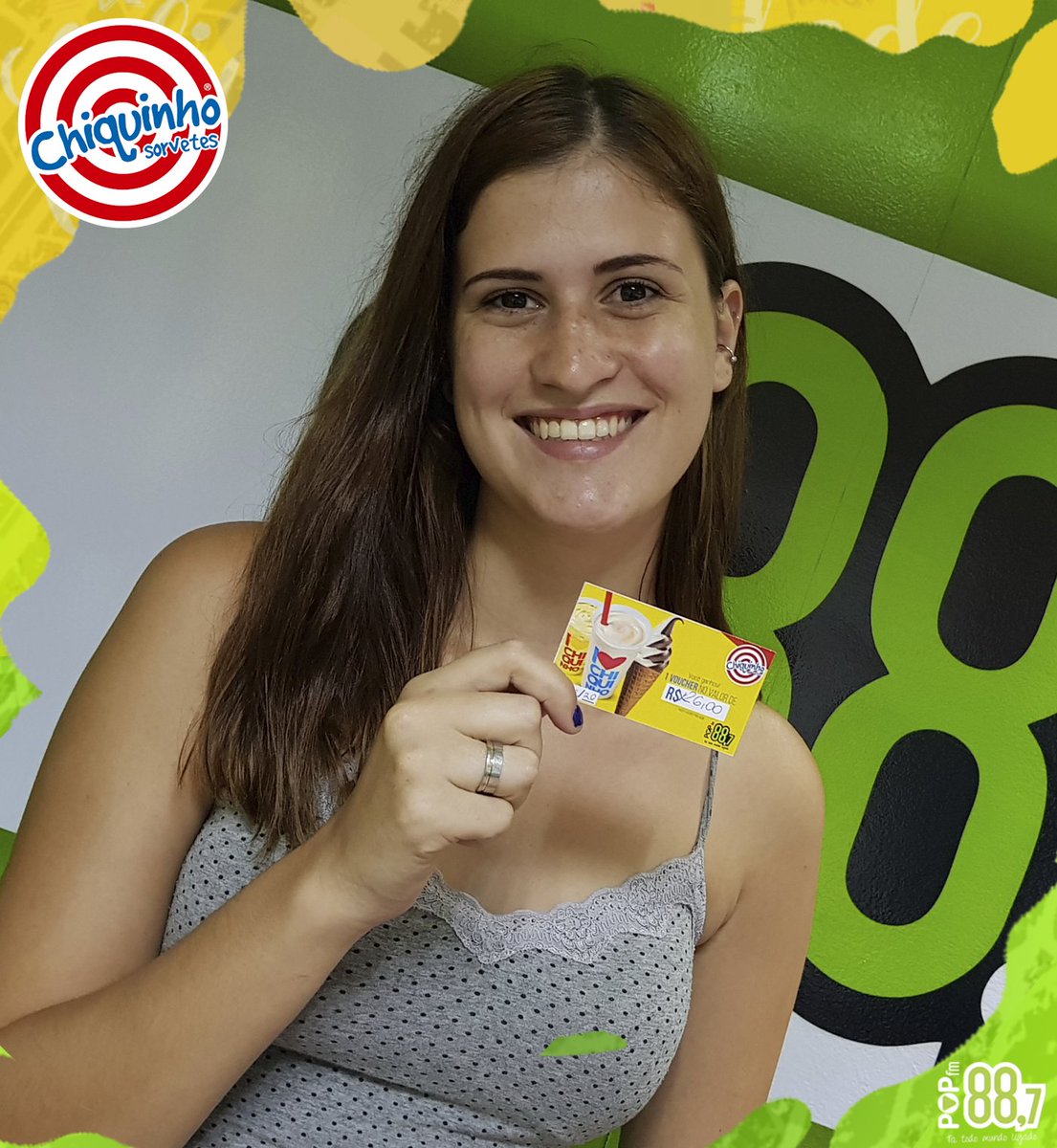 RadioPop88's tweet photo. Se sabe que aqui na POP, os prêmios nunca param né?! 🍦 E tem gente faturando voucher de R$26 para torrar no Chiquinho Sorvetes!

#TaTodoMundoLigado #POPFM #RadioJovem https://t.co/AjcQwu5E1m