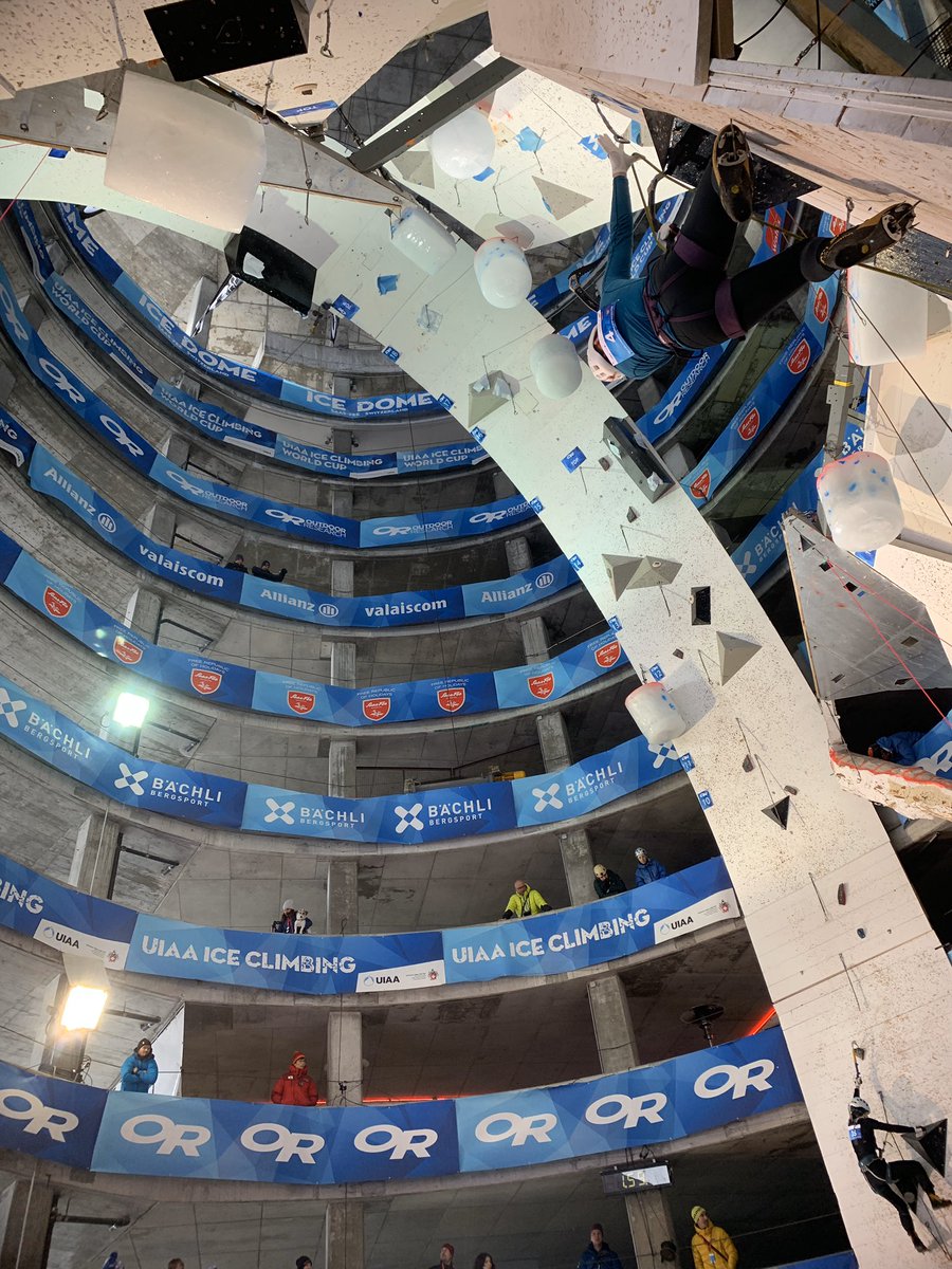 Proud my climbing today in the World comp in Saas Fee, giving it all. Sadly, I didn’t make semis but taking my first senior comp as experience for further comps. I made it 3/4 of both qualifying routes and timing out. Thanks to everyone that has supported me ❄️⛏💪 #GBicequeen