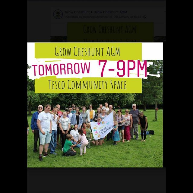 Fancy starting the year with us?
7-9pm Tomorrow
Tesco Community Space 
Talking through the last year and looking to the future!!
We’d be happy to see you there friends. Tea and biscuits included!
#meetup #community #communityspace #cheshunt #grow #friend… instagram.com/p/B7tvHrOA-4p/