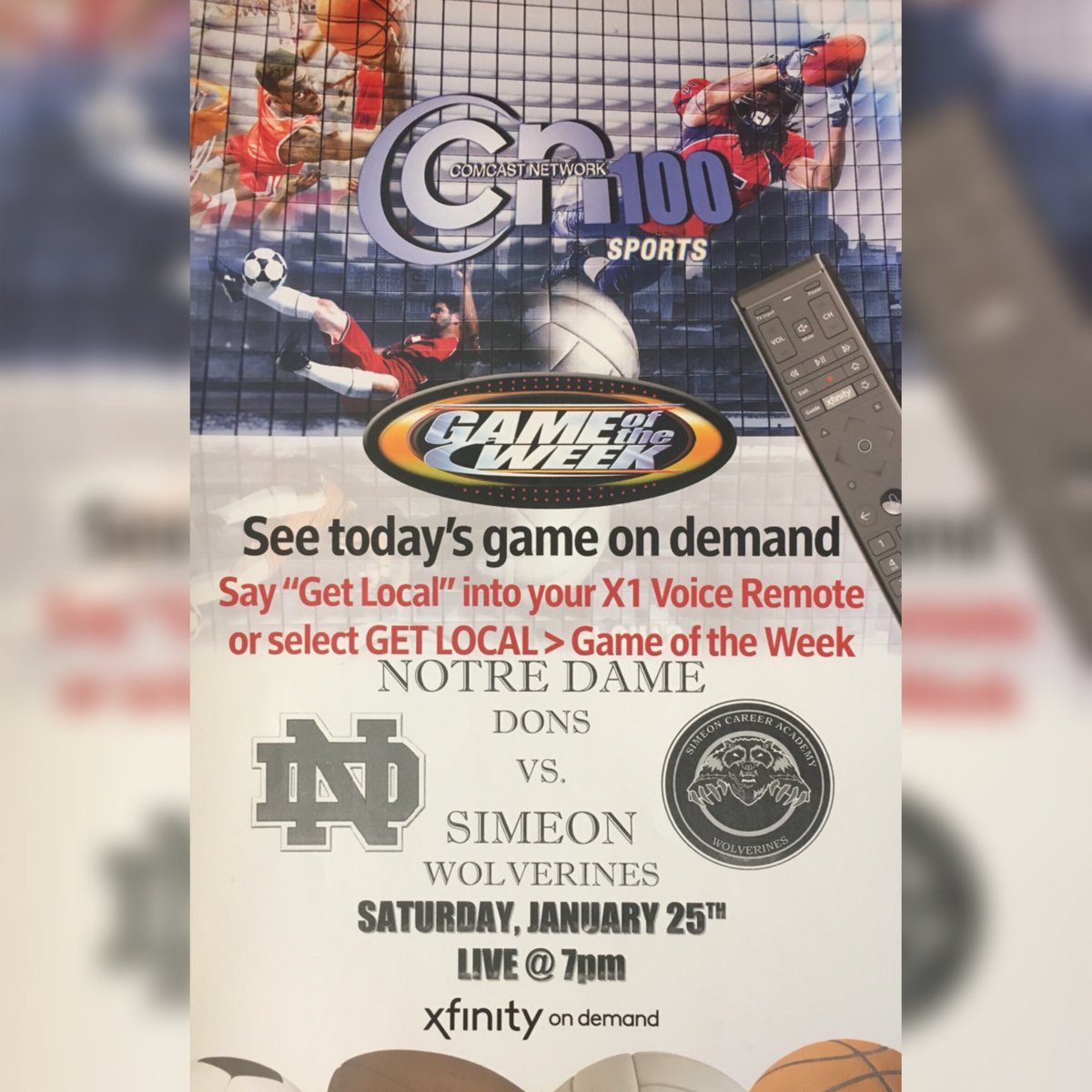 CN100Sports's tweet photo. CN100Sports #GameoftheWeek #WhenSidesCollide Evanston vs Bloom, Fenwick vs Rolling Meadows, & Notre Dame vs Simeon preview. Live on #ComcastChannel100 Jan 25th at 3:50pm & replay on #XfinityOnDemand more info at https://t.co/OEJKKKhwlB https://t.co/ZThwEABdiG https://t.co/aG4gcNrGuf