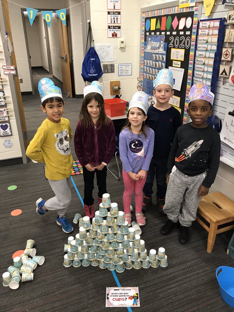 PantellaCamp's tweet photo. Happy campers celebrating the 100th day of school with STEM bins. What can you create? @TowneMeadow @myccs https://t.co/IUux6OAaa0