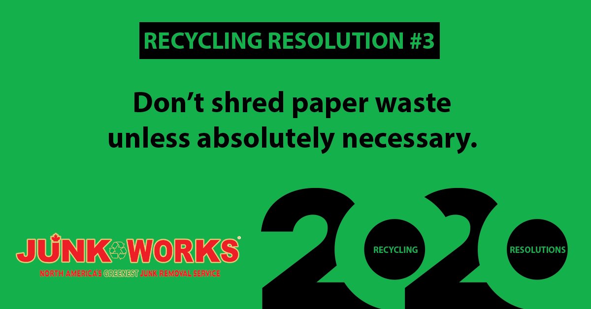 HamiltonJunk's tweet photo. The length of recycled paper fibers determines what materials they can be used for. Shredding paper may make the fibers too small to be used at all. #RecyclingResolutions #JunkWorks https://t.co/56oYMaAQTv