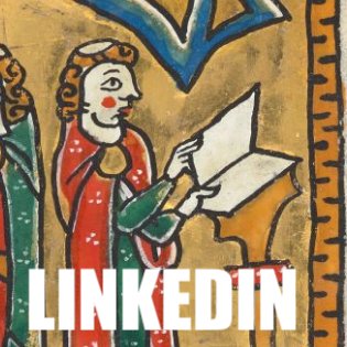 A monk looking serious with a book and text saying Linkedin