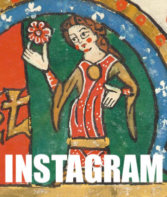 A woman holding a flower with text saying Instagram