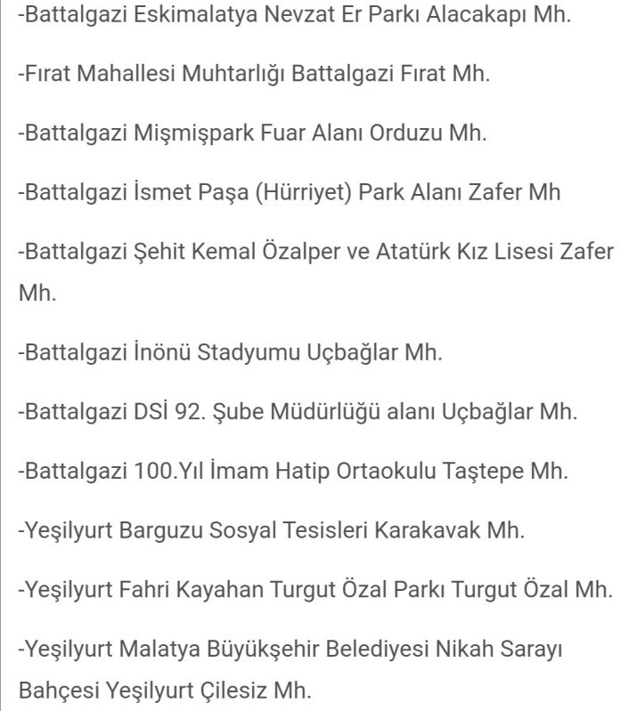 Malatya/ deprem mağdurlarına kapısını açmış kurum ve tesislerin listesi. Lütfen paylaşalım belki bi faydası olur