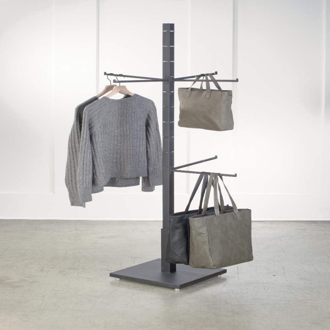 TriparInc's tweet photo. Our new 4 Sided-12 Arm Metal Display Rack is a complete game changer. This versatile display rack features 40 slots for an endless array of display opportunities. The piece comes with 12 adjustable arms that can be inserted in various slots for different hanging heights. https://t.co/ly250btKWw