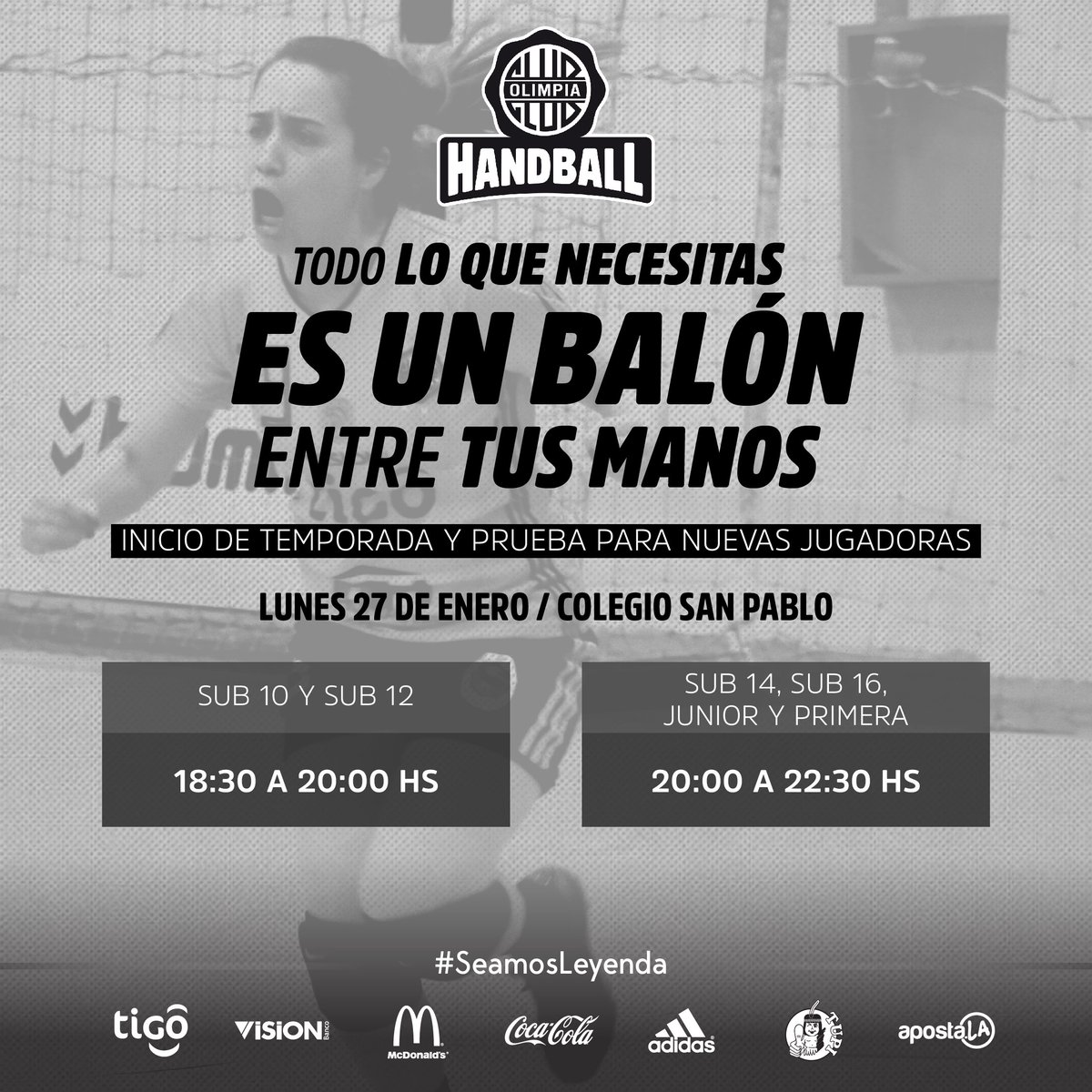 elClubOlimpia's tweet photo. Pruebas para Handball Femenino. 🤾‍♀️

El Lunes 27 inician las pruebas para nuevas jugadoras en esta modalidad, conocé detalles ingresando a https://t.co/TLiPHO7jYM 🔗

¡Vamos #Olimpia! ⚪⚫⚪

#SeamosLeyenda https://t.co/v1RYohlOJu
