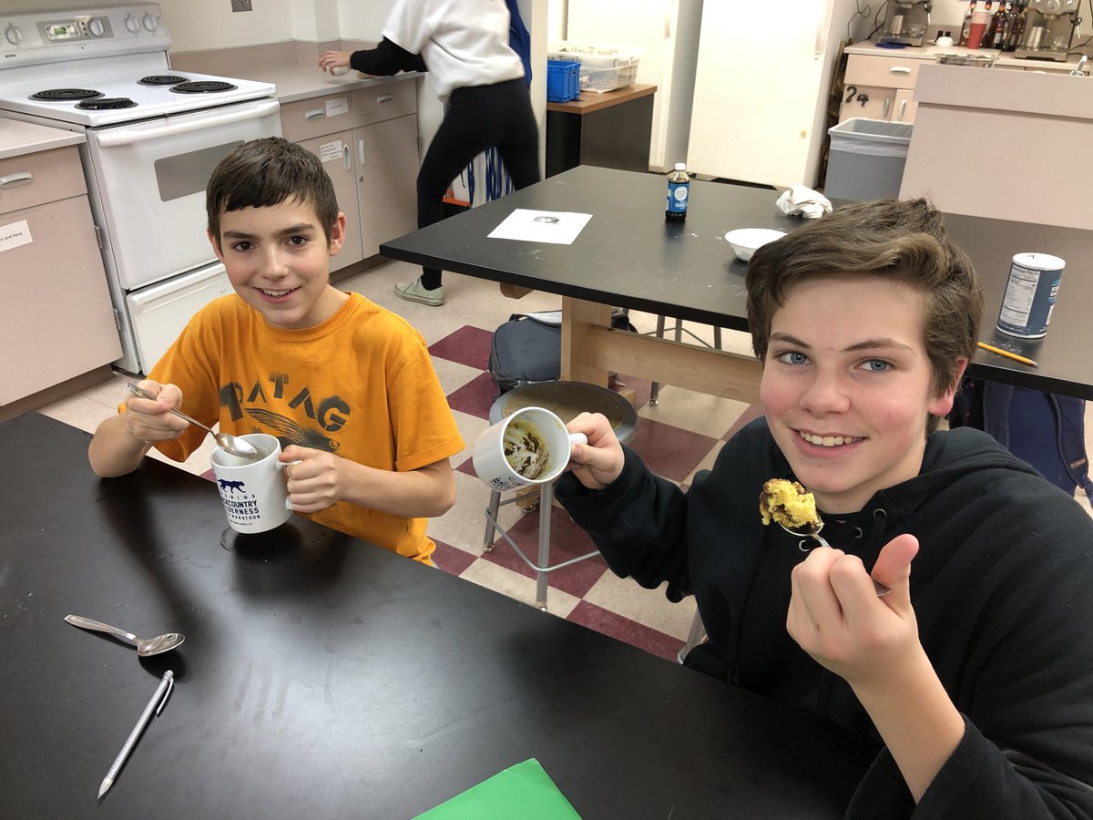 Enjoying chocolate chip cookies in a mug! Family Consumer Science Rocks. ⁦<a href="/RanchViewMS/">RVMS</a>⁩ ⁦@ErinKyllo⁩