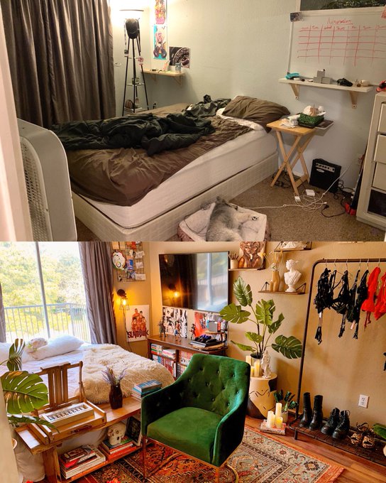 1 pic. Got out of a 5 year relationship and decided to transform the room I shared with my ex. 🕊

Before