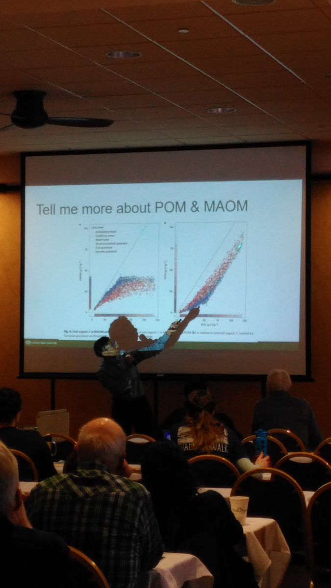 Dr. Jasmine Dillon explaining soil carbon sequestration potential for grassland dairies. <a href="/GrassWorksinc/">grassworks inc.</a> conference to a rapt audience of farmers.