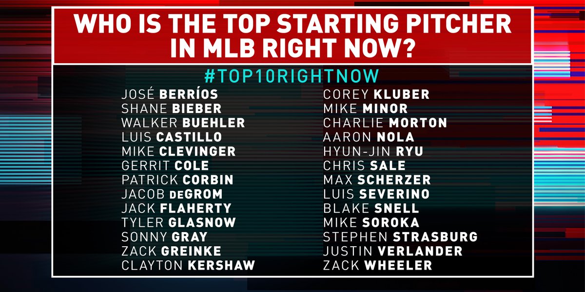 MLBNetwork's tweet image. Make a case for the top starting pitcher in the game… 👇 #Top10RightNow
