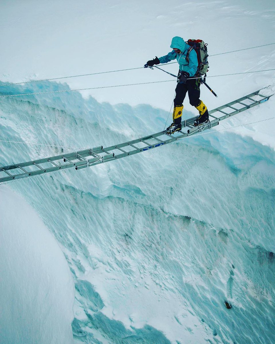 .<a href="/kitdski/">Kit DesLauriers</a> finding calm amid the chaotic crevasses of the Khumbu Icefall, Chomolungma (Mount Everest).
