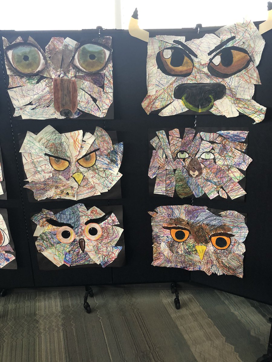 TeachWeiner's tweet image. LOVE the #WCSArt on display in the library! #WCSJoyfulLearning @ArtTeacher100