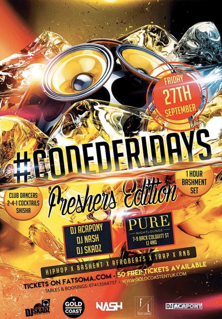 Gold_Coast_Ent's tweet photo. Coded freshers went off! With club dancers, lit DJ line up and amazing giveaways🥂 #codedfreshersedition #codedfridays #feshers #liverpool @acapony @InnaCityNash https://t.co/rJqW7Ay3lO