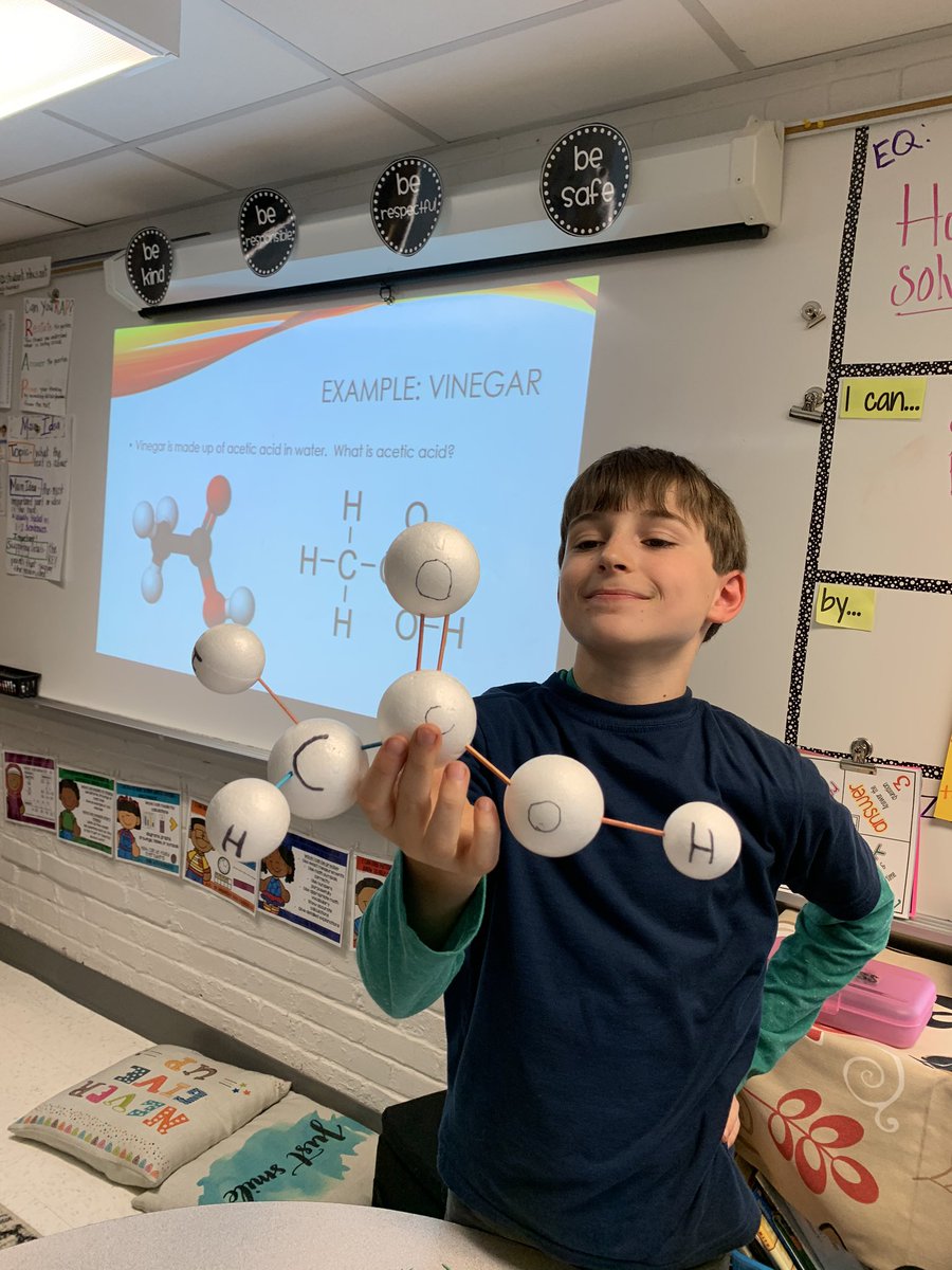 tmulvey5's tweet photo. Chemistry Academy with Mr. Hanna is always a favorite with these kiddos! Today students created an acetic acid molecule model! #curiousminds #learningisfun #FridayMotivation #futurescientists #WPDolphins https://t.co/HWGVTAPZpu
