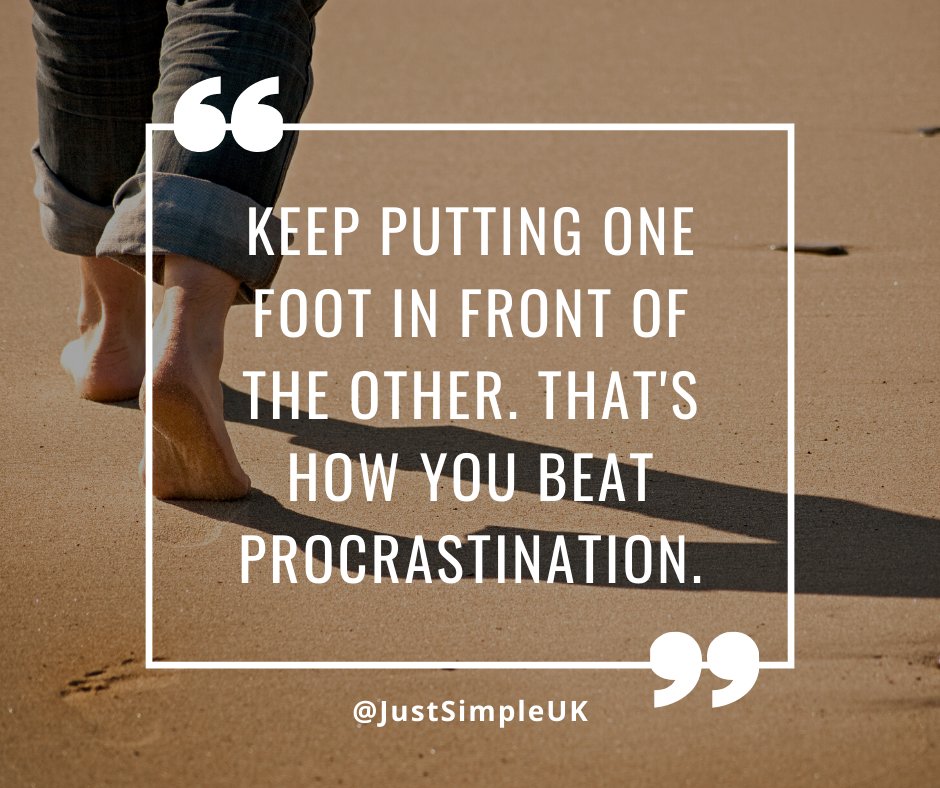 JustSimpleUK's tweet photo. You rehearse your excuses like a script, but that feeling of accomplishment you want, is in completing those tasks you’ve been putting off. Get into that rhythm of productivity and it'll be as easy as walking. 
#justsimpleuk #onlinebusiness #procrastination #FridayMotivation https://t.co/hqsEZFlUPR