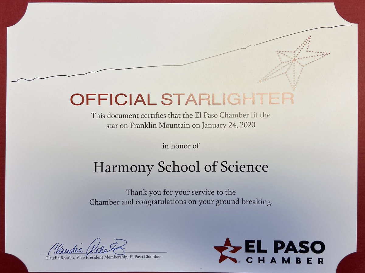 Thanks to El Paso Chamber of Commerce for this special recognition!
#harmonyproud @ElPasoHPS @GEPCC