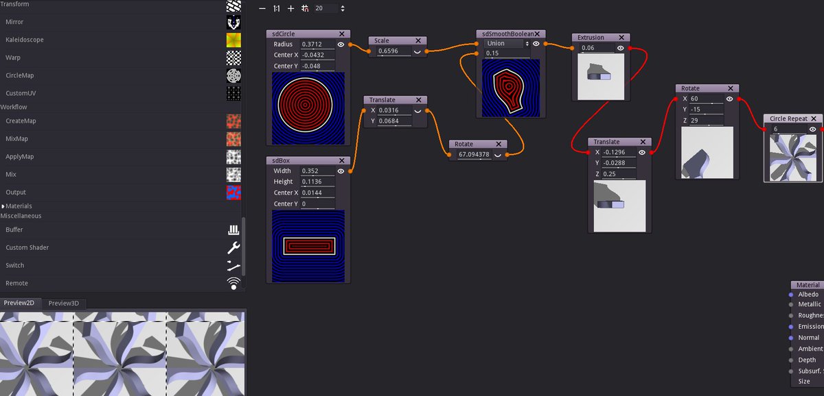 paulofalcao's tweet photo. #materialmaker is on something here... 😀 #sdf #raymarching https://t.co/UqqtO0zLoy @R0dZill4 A bit more and it's #everythingmaker 😄 https://t.co/B8a6QE9hso